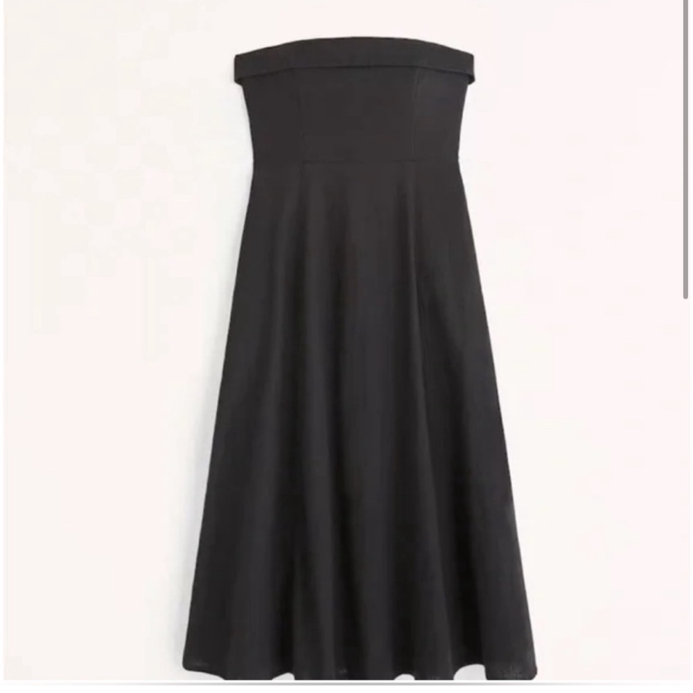 Abercrombie Linen Strapless Midi Dress NWT